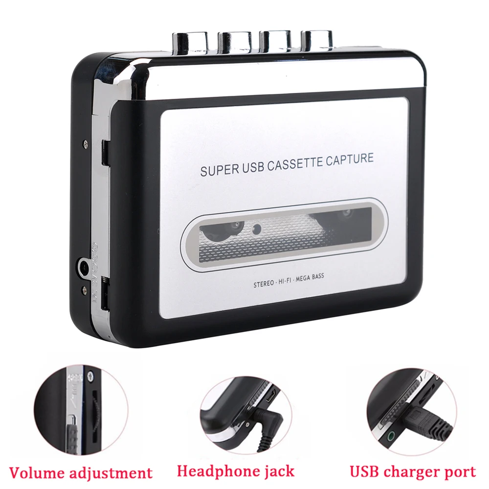 Cassette to MP3 Converter USB Cassette Player Audio Music Player Old Tapes Transfer to Digital Format via PC cassette player,music digitizer player