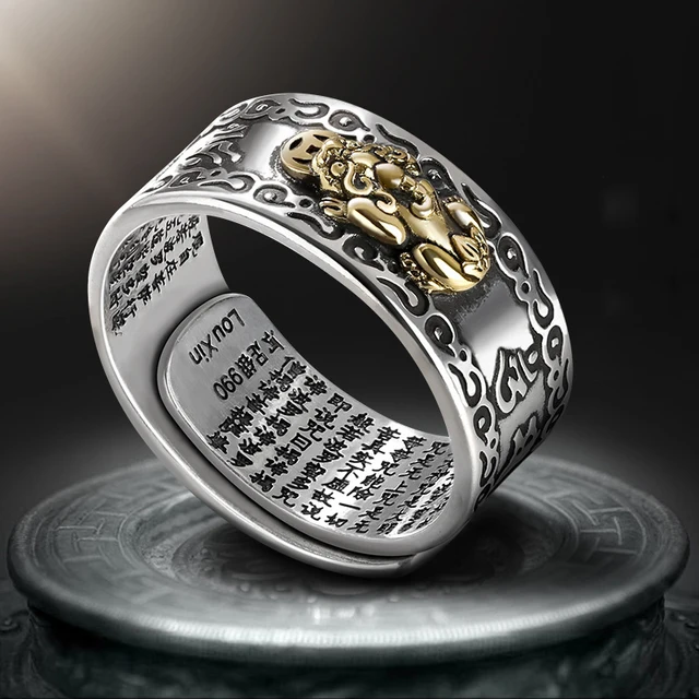 Buddhist Jewelry Women Men s Gift Creative Exquisite Ring Domineering Pixiu Feng Shui Amulet Wealth Good Luck Adjustable Ring