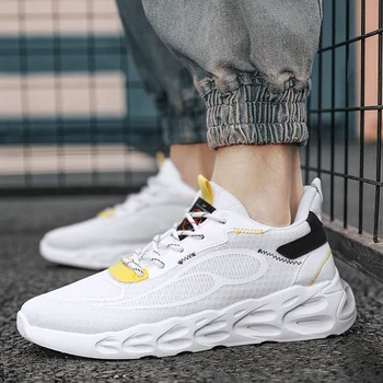 

High quality Men Casual Shoes Hot sale Autumn Fashion Casual Shoes Men Breathable Mesh White Casual Men Shoes Black Lace-Up