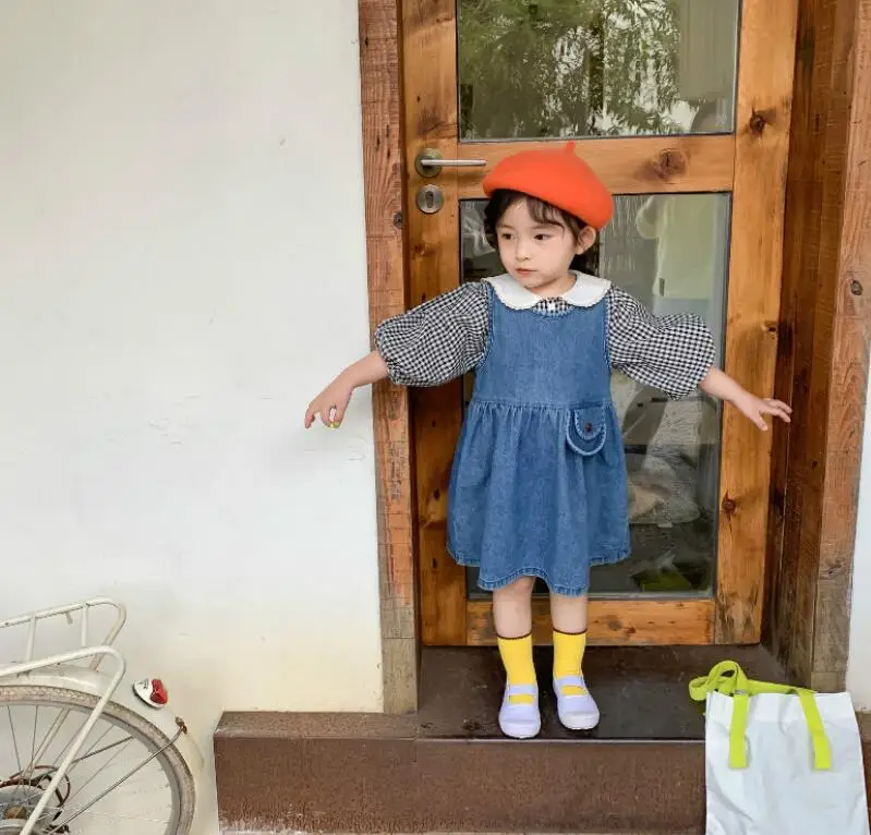 Г. Весенние детские джинсовые платья-майки в японском стиле; милая одежда принцессы для девочек; 5 шт/лот;