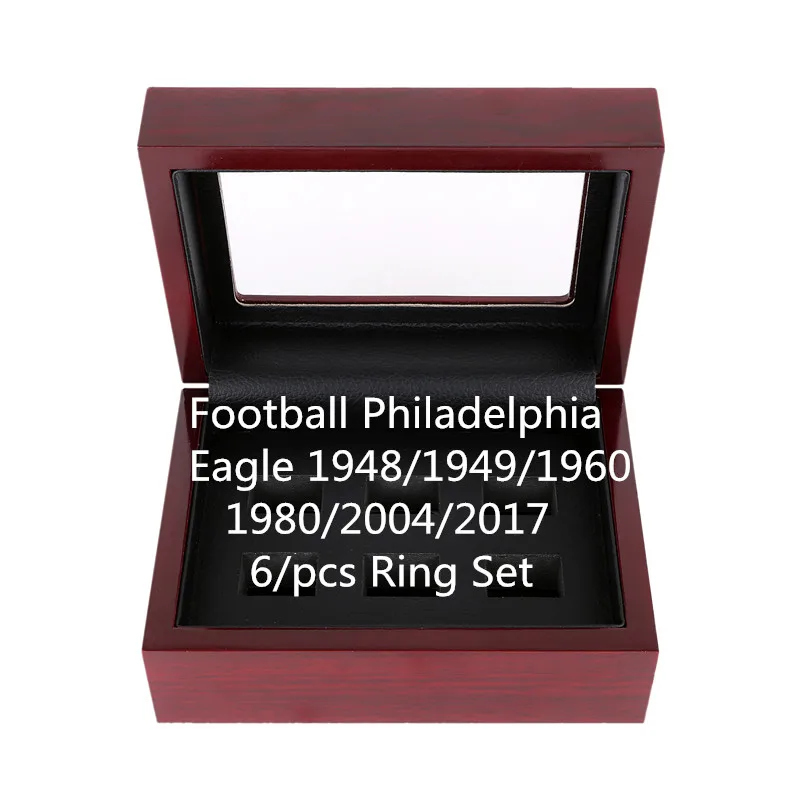 

Philadelphia Eagle 1948/1949/1960/1980/2004/2017 Football Ring Set 6/pcs Collection big ring suit jewelry world mens rings set