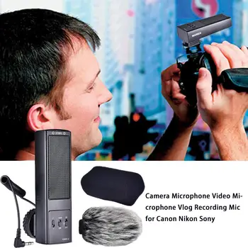 

Metal Camera Microphone AAA 1.5V With Rabbit Hair Sponge Sheath Video Microphone Vlog Recording Mic For Canon For Nikon For Sony