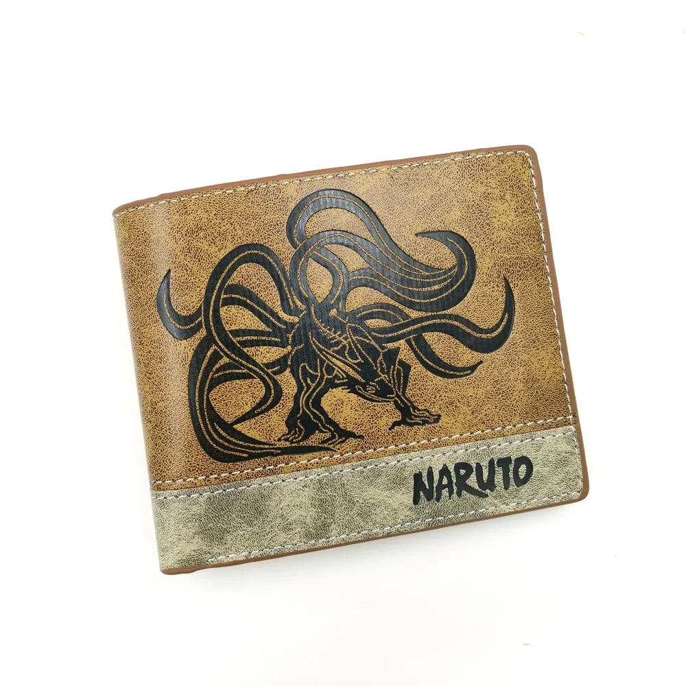 Anime Uzumaki Shippuden Kurama Wallet Kyuubi Coin Pocket Mens Purse Brown Billfold