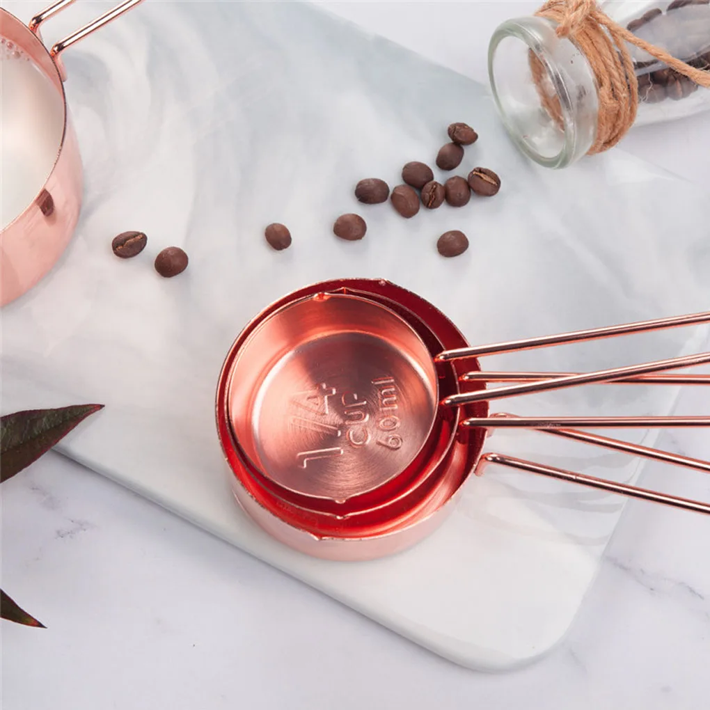 8pcs Rose gold Stainless Steel Measuring Cups and Spoons Measure Cooking Baking Stainless Steel Tablespoons Kit
