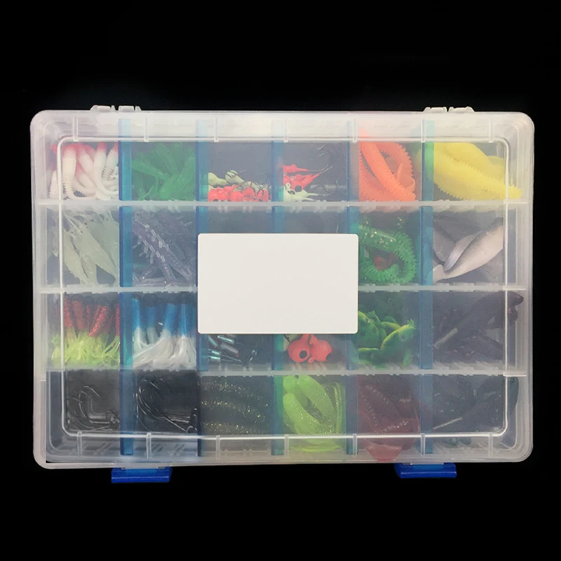 

146 Pcs/Set Box Fish Lead Hooks Bionic Soft Fake Baits Fishing Accessories Lures Lead Hook Soft Bait Combination Set
