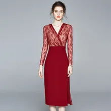 2020 весеннее Новое Элегантное женское облегающее платье с v
