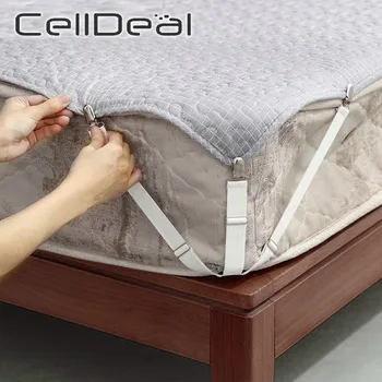 

4Pcs/set Bed Sheet Clips Grippers Fasteners Sheet Suspenders Elastic Sheet Holders Mattress Clips Straps - Adjustable Fit