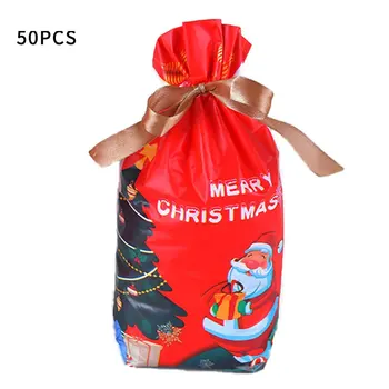 通販 美しいクリスマスリボン巾着袋食品包装ギフトバッグベーキング菓子ビスケット巾着バッグ