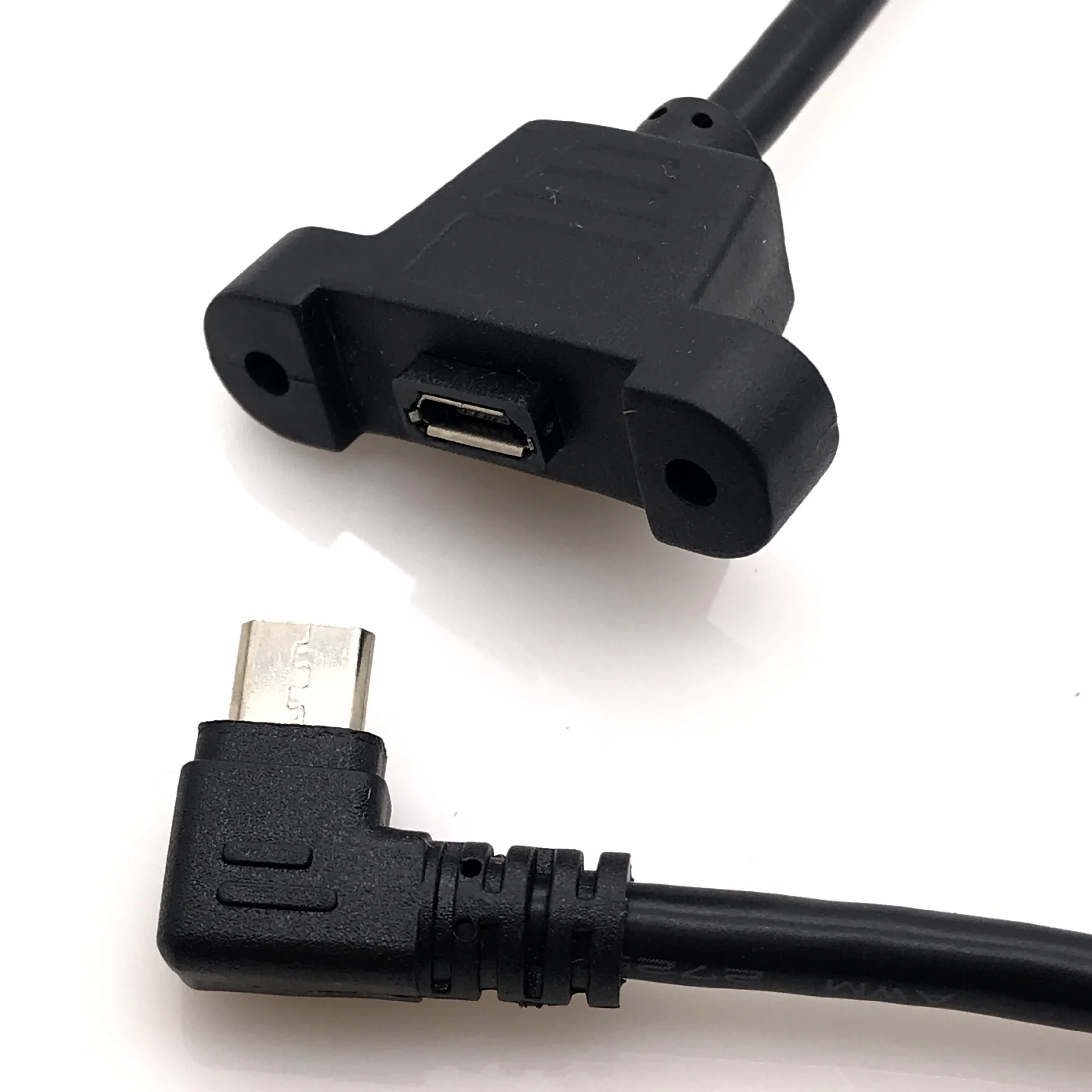 Micro USB 2,0 разъем для USB 2,0 Женский левый и правый 90 градусов удлинитель 30 см 50 см с винтами отверстие для крепления панели
