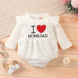 Combinaison blanche en forme de Triangle pour petite fille, tenue de printemps et d'automne pour bébé, avec manches longues et volants sur les épaules 