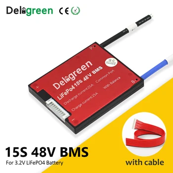 

Deligreen 15S 54V bms 20A 30A 40A 50A 60A PCB for 18650 li-ion battery pack 3.2v rated Lifepo4 battery pack with waterproof