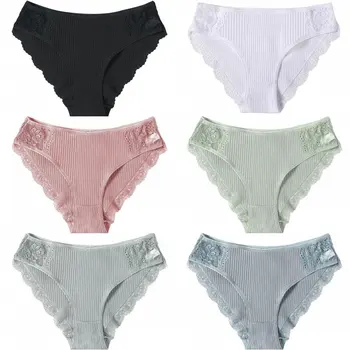 

1PC Sexy Lace Decorate Panties Ruffles Cotton Briefs Female Comfortable Panties Sexy Mid-Rise Lingerie Underwear M-2XL HOT