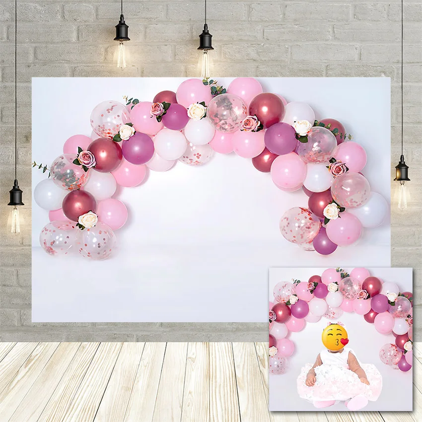 

Mehofond Pink Balloons Photo Background Flower Birthday Party Photography Backdrops Newborn Baby Shower Portrait Studio Banner