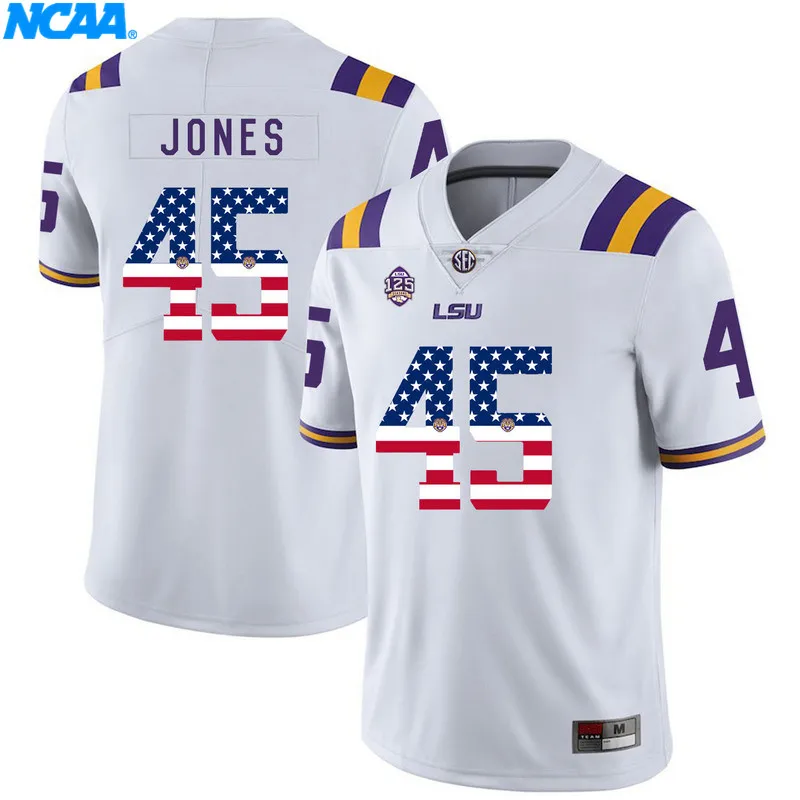 Новое поступление высокое качество LSU Deion Jones#45 Derrius Guice#5 Футболка колледжа ограниченная Спортивная футболка S-XXXL - Цвет: 1