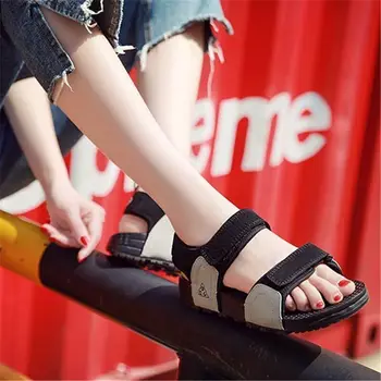 

2020 women's sports sandals summer new non-slip comfortable 44 large size flat women's shoes wild couple models ins beach shoes
