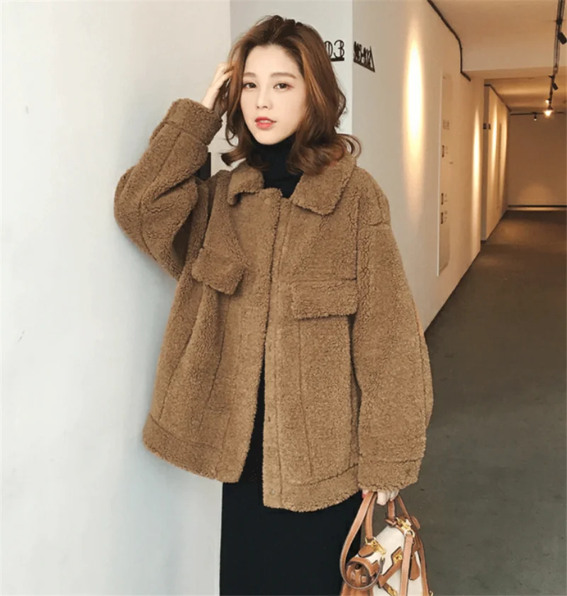 Женское пальто и куртка укороченный корейский бойфренд теплая куртка повседневная Роскошная куртка для колледжа Осенняя флисовая куртка утолщенное Короткое шерстяное пальто