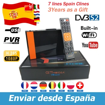

V7s Receptor Gtmedia V8 Nova built-in WIFI power by freesat v8 super DVB-S2 Spain Cline 3 years free Services Same as V9 Super