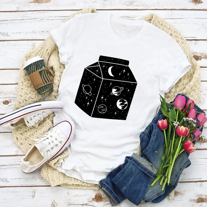 Woman Pattern T-shirt Witch Coffee Cartoon Fashion Summer Plus Size T-shirt Top Harajuku T-shirt Ladies Clothes Woman Pattern T-shirt Witch Coffee Cartoon Fashion Summer Plus Size T-shirt Top Harajuku T-shirt Ladies Clothes