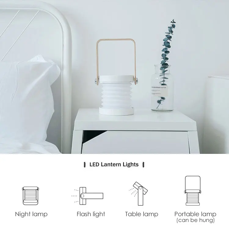 Folding Portable Night Light Touch Switch USB Charging Dimmable LED Reading Table Light Waterproof Bedside Bedroom Desk Lamp