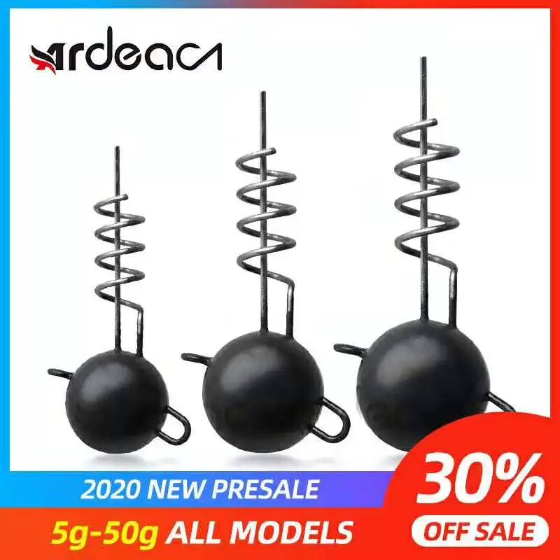 ARDEA Flexhead 5 г/7 г/10 г/15 г/20 г/25 г/30 г/50 г Винт фиксированный свинец джиг голова круглые грузила рыболовные приманки для мягкого червя Shad Swimbait