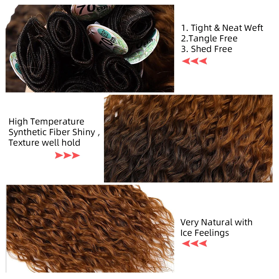 Meepo Ombre Afro Curly Synthetic Hair Bundles Corn Curly Hair Weave Brown Blonde 32Inch 3/6/9 Pcs Super Long Curls Wave
