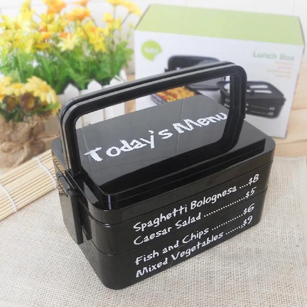 Lunch Box Double Layer Portable Bento Box Microwaveable Food Container With Compartments Black Lunchbox Leakproof Bpa Free Lunch Box Double Layer Portable Bento Box Microwaveable Food Container With Compartments Black Lunchbox Leakproof Bpa Free