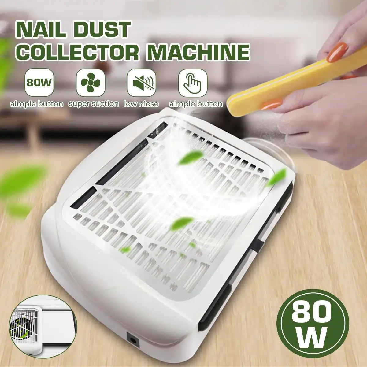 

80W 110V/220V Nail Suction Dust Collector Strong Nail Vacuum Cleaner Machine Low Noise With Filter Salon Tools