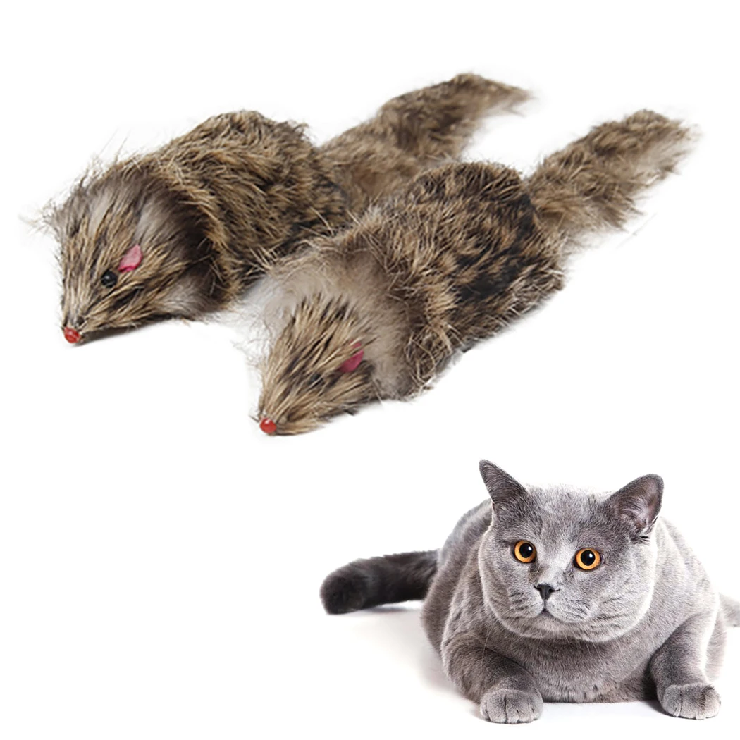 1Pcs False Mouse Cat Pet Toys Cat Long-Haired Tail Mice Mouse Toys Soft Plush Rabbit Fur Furry Plush Cat Toy For Pet Cats Dogs 