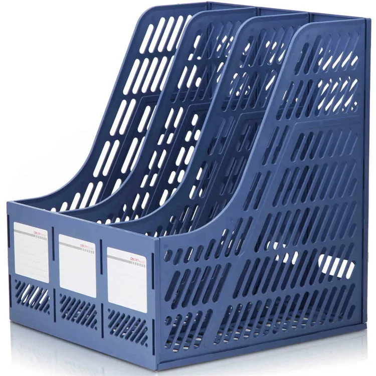 

Deli Triple File Holder File Box Information Rack File Column Hanaper File Tray Book Stand Deli 9847