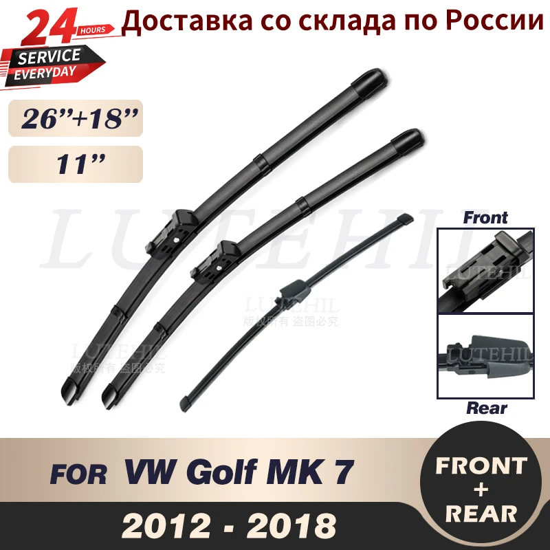 Wiper Front Rear Wiper Blades Set For VW Golf MK 7 2012 2013 2014 2015 2016 2017 2018 Windshield Windscreen 26"18"11" windshields