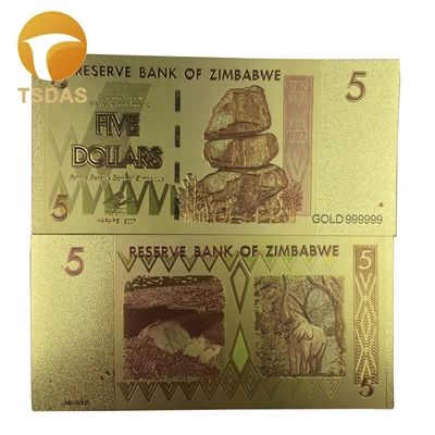 5 dollar Zimbabwe банкноты сто пятиконечных долларов золотые Поддельные Банкноты 1 шт. Прямая поставка - Color: 5 dollar