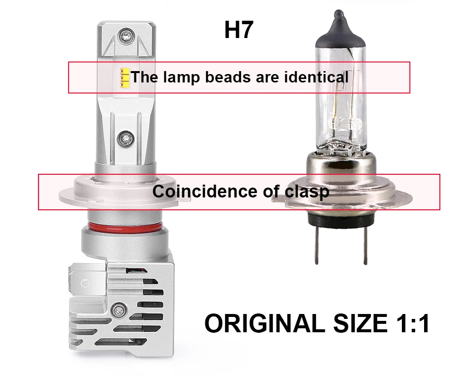 Mini H7 LED H4 Car Headlight Bulbs H11 led H8 Auto Fog Lamp HB3 9005 HB4 9006 diodes nebbia 12V With ZES Korea CSP High Low Beam