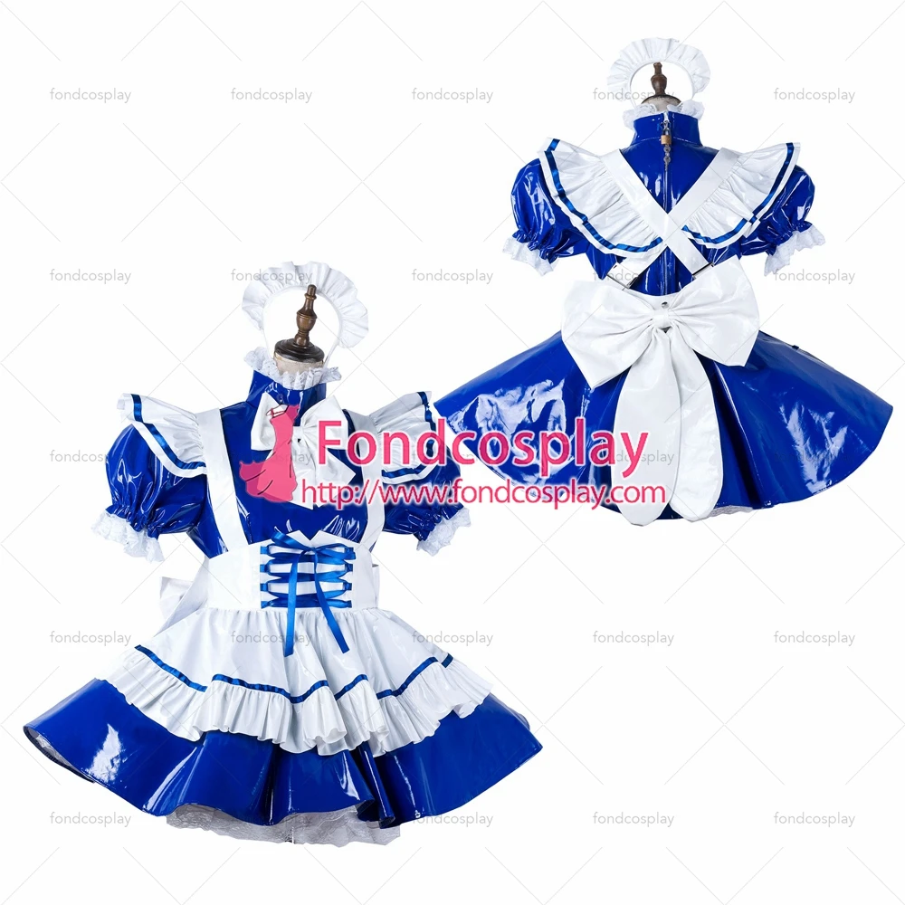 Сексуальная одежда для взрослых fondcosplay ярко-синяя тяжелая из ПВХ Запираемая