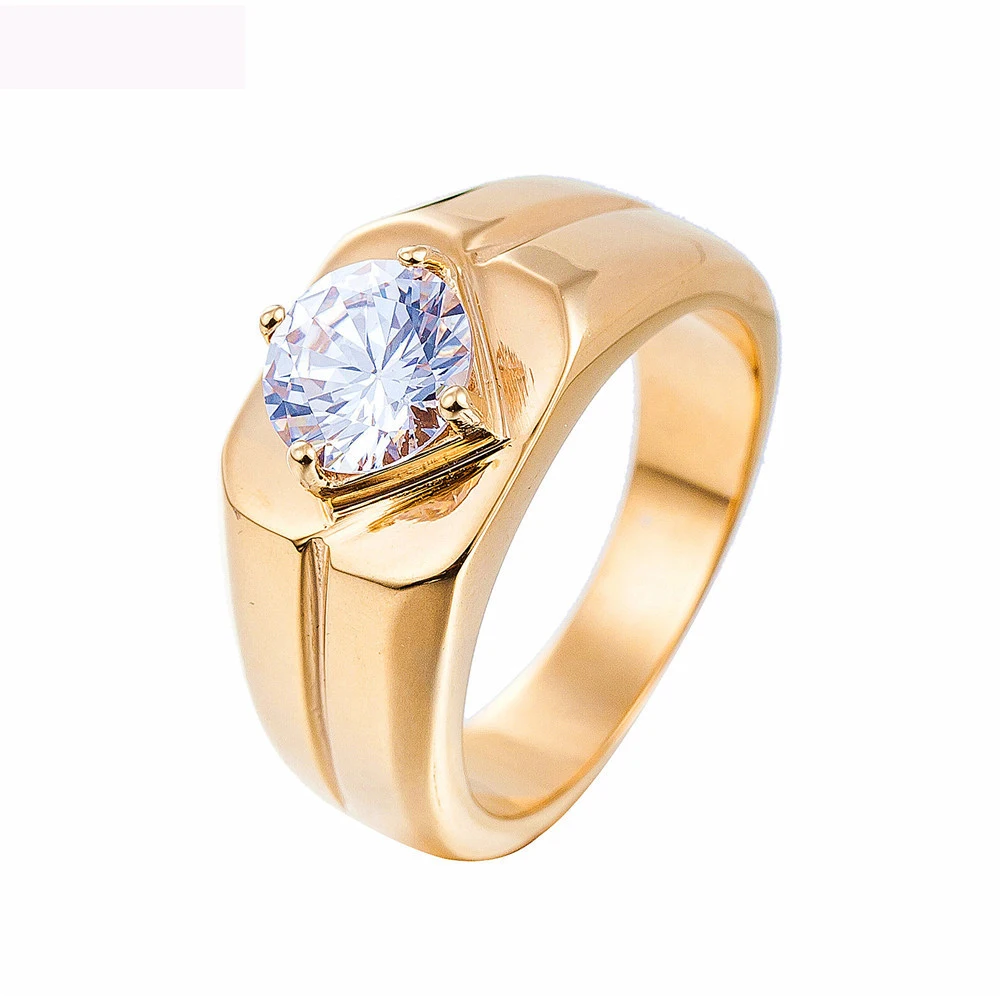 

New High Quality 316L Titanium Steel Gold Color Lover Ring Fashion Gifts Jewelry Crystal Wedding Rings For Women And Men