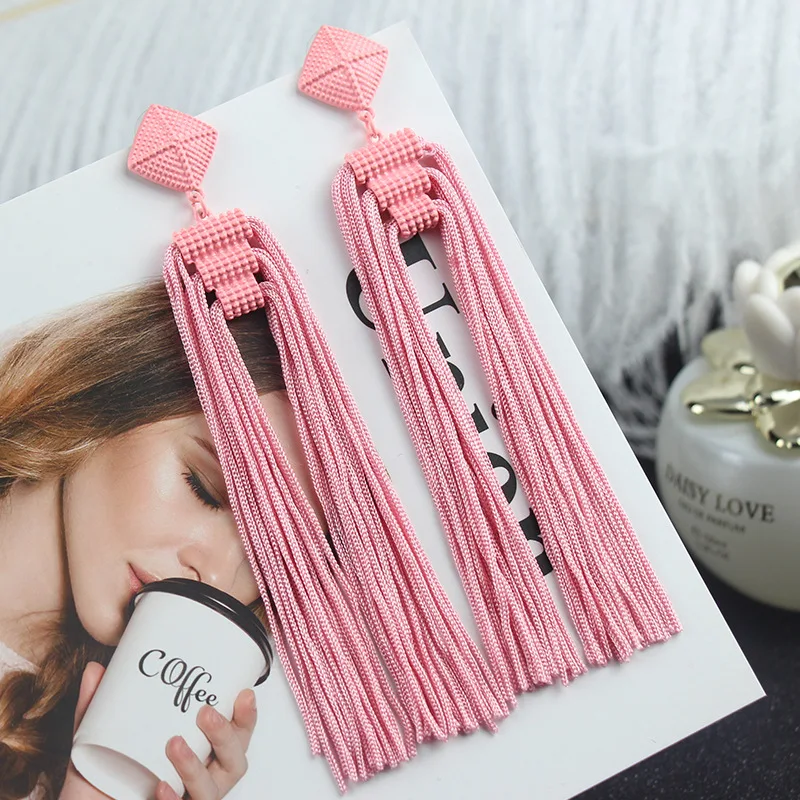Dangle Earrings Drop Earrings Long Earrings Crystal Tassel Earrings Long Tassel Earrings Fashion Jewelry Bohemia Statement Summer Dangle Aesthetic Earrings for Women Accessories Korean Style