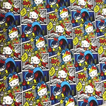 

Cartoon Cat Comics 100% Cotton Fabric for Girl Hometextile Cushion Cover Backpacks DIY 140cm Width-BL084