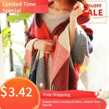 Новинка, женский зимний шарф для женщин, шарф и шаль, теплые женские клетчатые шарфы, Женская шаль, echarpe, Прямая поставка