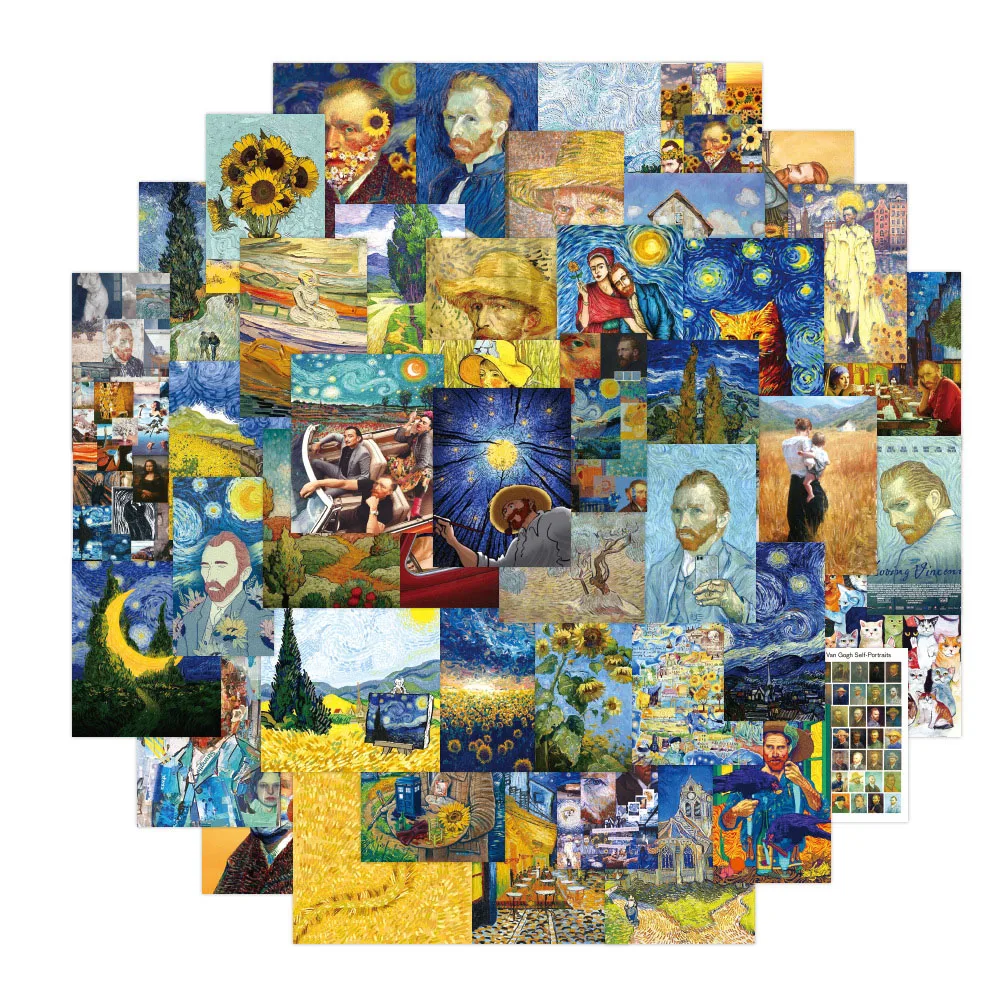 10/30/50PCS Art Painting Van Gogh Starry Sky Stickers Aesthetic Cartoon  Decals Toys DIY Skateboard Guitar Notebook Phone Bike - AliExpress
