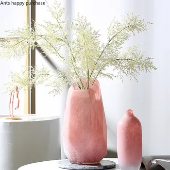 

Vase Decoration Home Small Caliber Pink Dining Table Decoration Arrangement Living Room Glass Flower Arrangement Dried Flowers