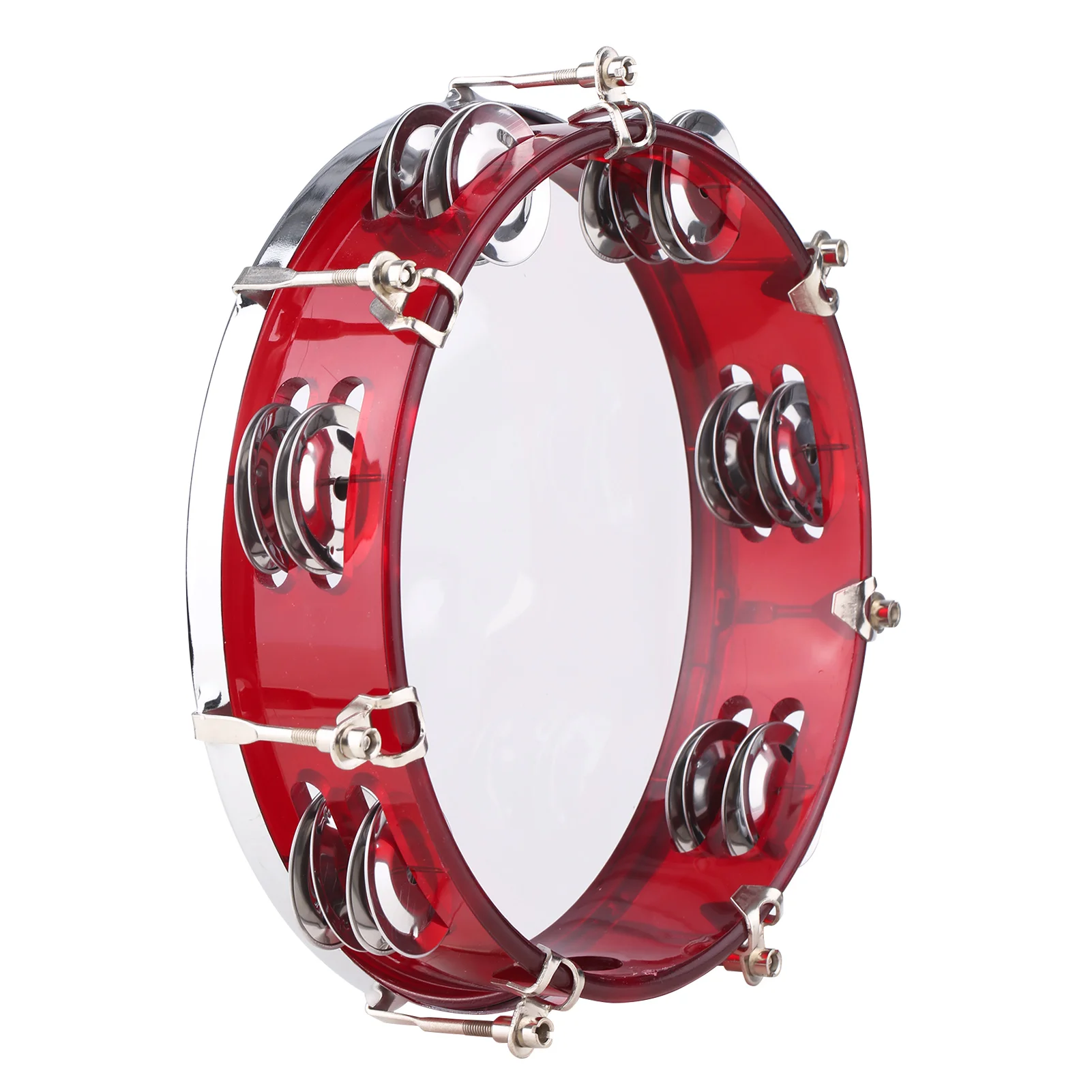 8 inch Tambourine Handbell Hand Drum with Double Row Jingles Musical