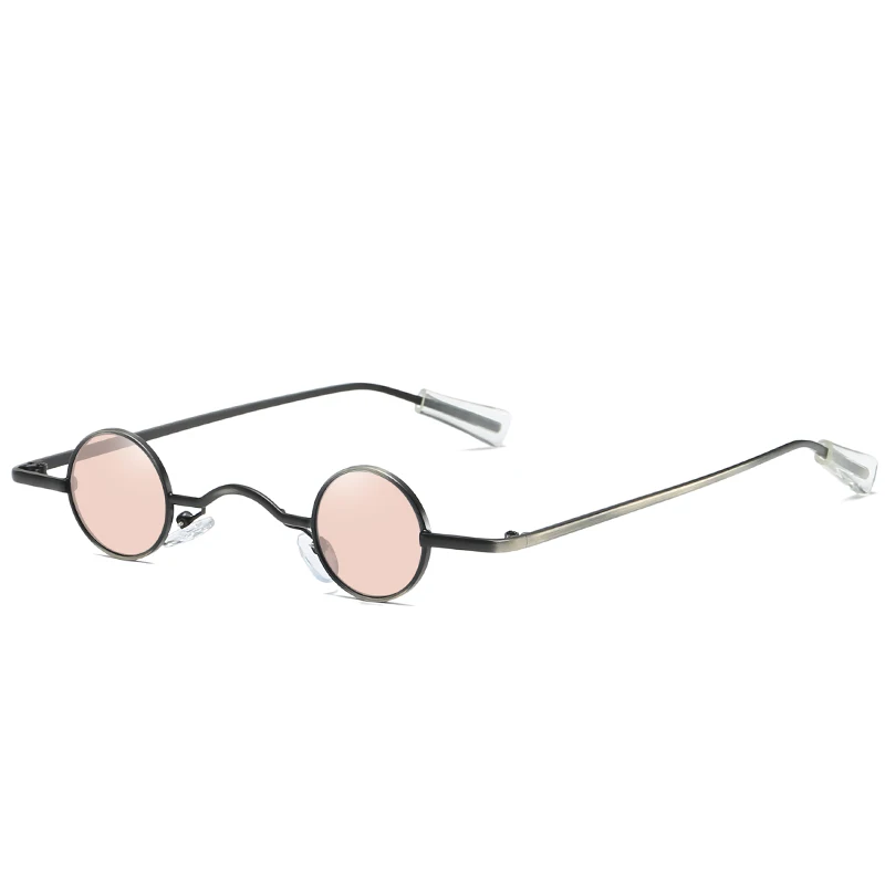Модные Крошечные Круглые Солнцезащитные очки в стиле стимпанк для женщин и мужчин, фирменный дизайн, небольшая оправа, Винтажные Солнцезащитные очки UV400, для Бразилии - Цвет линз: C4Black Pink