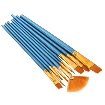 

10pcs Home Adults Multifunction Stationery Watercolor Drawing Kids Artists Easy Clean Painting Brush Set Art Round Pointed Tip