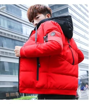 

gules men cotton-padded jacket Korean style slim new handsome short quilted jacket large size Winter Cotton Parka Warm Coats