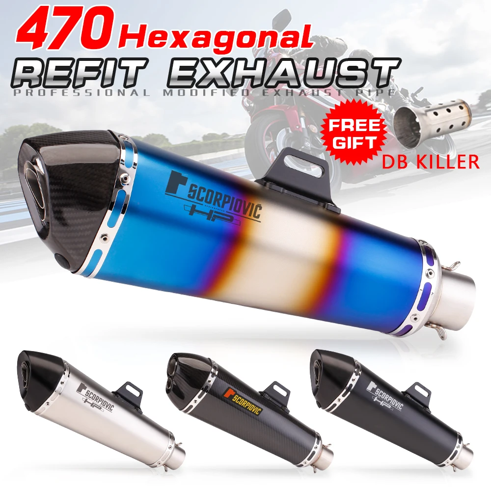 51mm/60mm Motorcycle pipe exhaust with DB killer Exhaust Pipe Muffler Carbon Fiber GP-project |