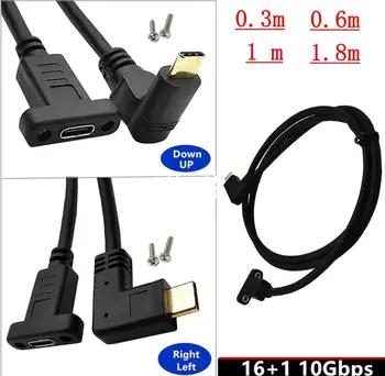 

0.3m/0.6m/1m/1.8m USB C Type-C Male To Female Extension Data Cable with Panel Mount Screw Hole 10Gbps