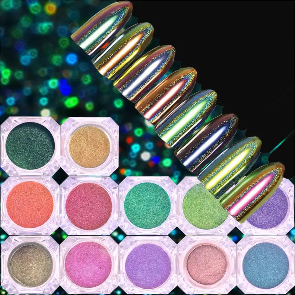0.2g Peacock Holographic Chameleon Nail Glitter Powder Mirror Holo Laser Chrome Pigment Manicure Art Decorations | Красота и здоровье