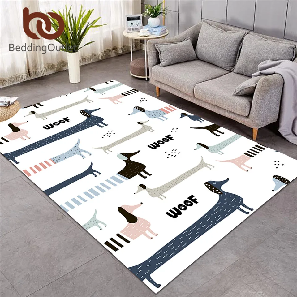 BeddingOutlet большие ковры с изображением таксы для гостиной милые собаки детские