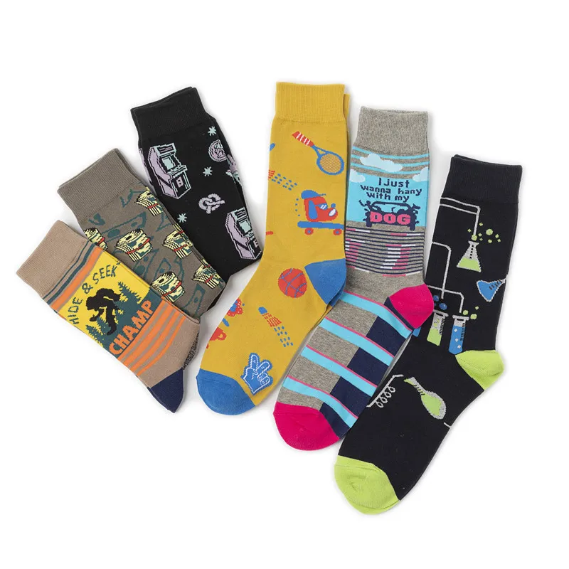 2019 New Adult Cotton Socks For Men And Women Sweet Cartoon Casual Scene Pattern Breathable Cotton Socks Unisex