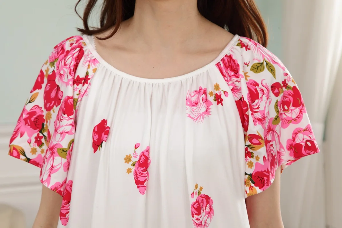 Summer Women's Modal City Special Offer Plus-sized Pajamas Short Sleeve Women's Fat Mm Nightgown Dress