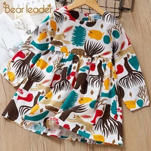 Bear leader/платье для девочек; новое весеннее платье принцессы; платья для девочек; Детский костюм с длинными рукавами; одежда для детей с изображением животных из мультфильма «лес»